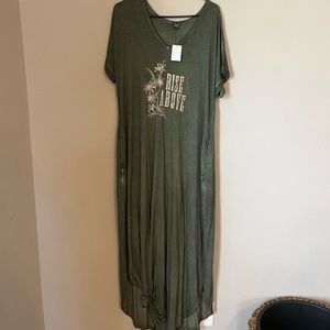 Plus size army green maxi dress